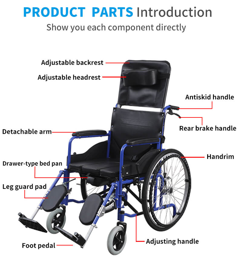 High Back Wheelchair, Ultra-Light Folding Aluminum Wheelchair, High Back Reclining Wheelchair