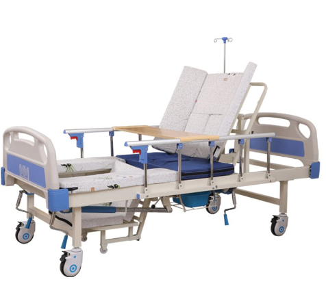 Medium-bending multifunctional manual nursing beds