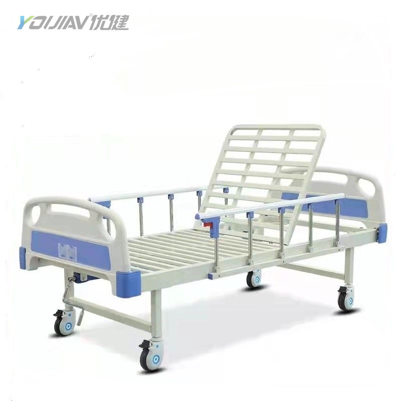 Single crank manual guardrail beds